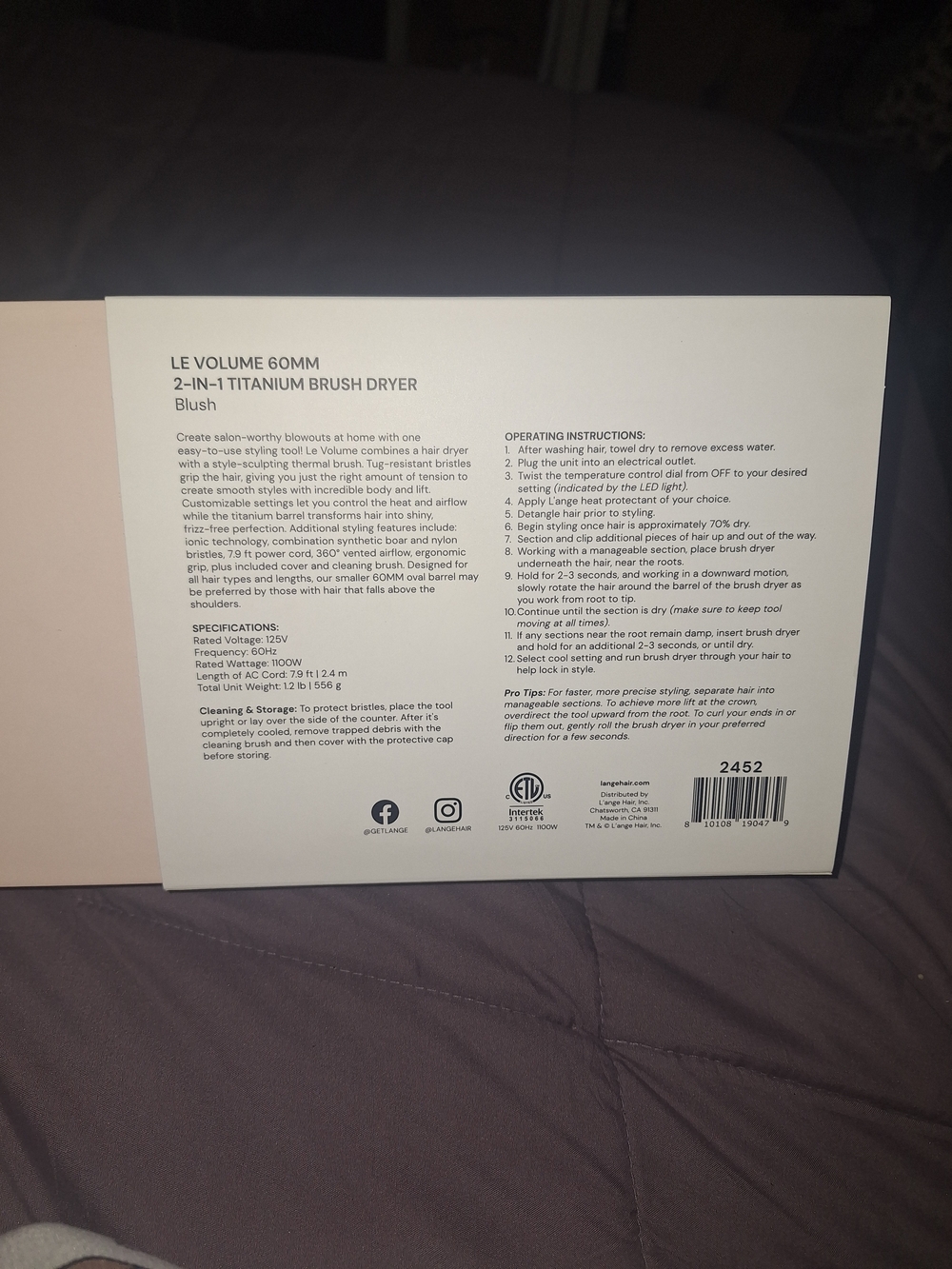 Lange 2-in-1 Titanium Brush Dryer in Blush Pink - Picture 2 of 2